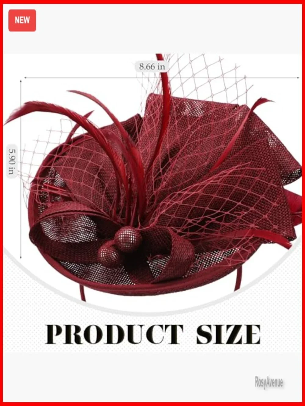 Derby Pillbox Fascinator Hat Adjustable Headband 7.87x5.9inch